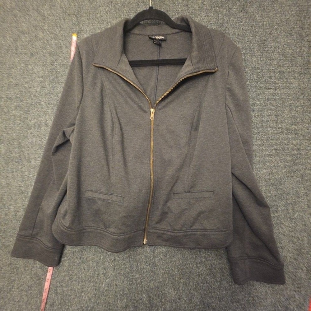 Lane Bryant Jacket Womens 18 Gray Full Zip Collared Stretch Pockets Lightweight